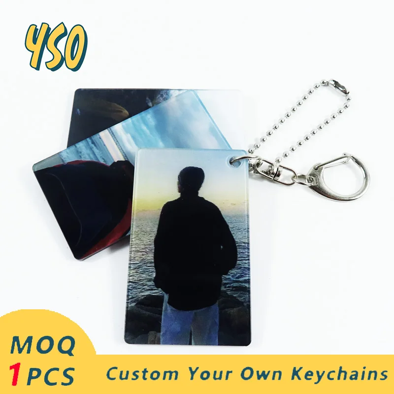 YSO Printed Cut Custom Family Friend Photo Acrylic Keychain Charms Kpop Pendant Keyring Llavero Accessories Keys Chains