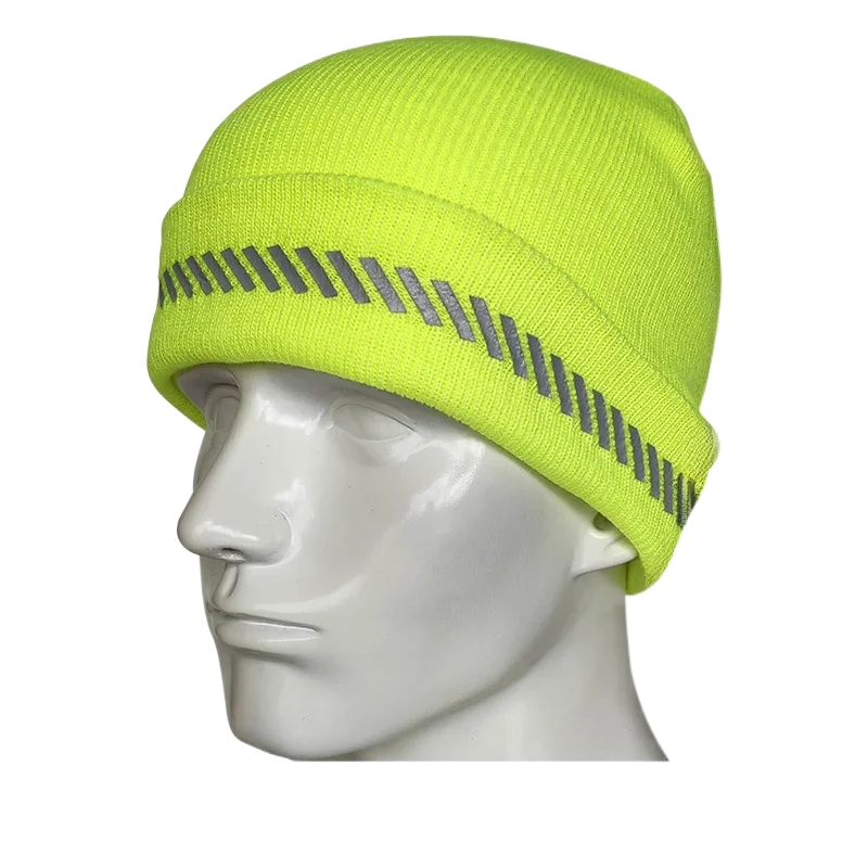 AliExpress Oohmy High Visibility Safety Beanie Reflective Knit Ribbed Hats Warm Winter Bonnets for Night Running Hiking Cycling