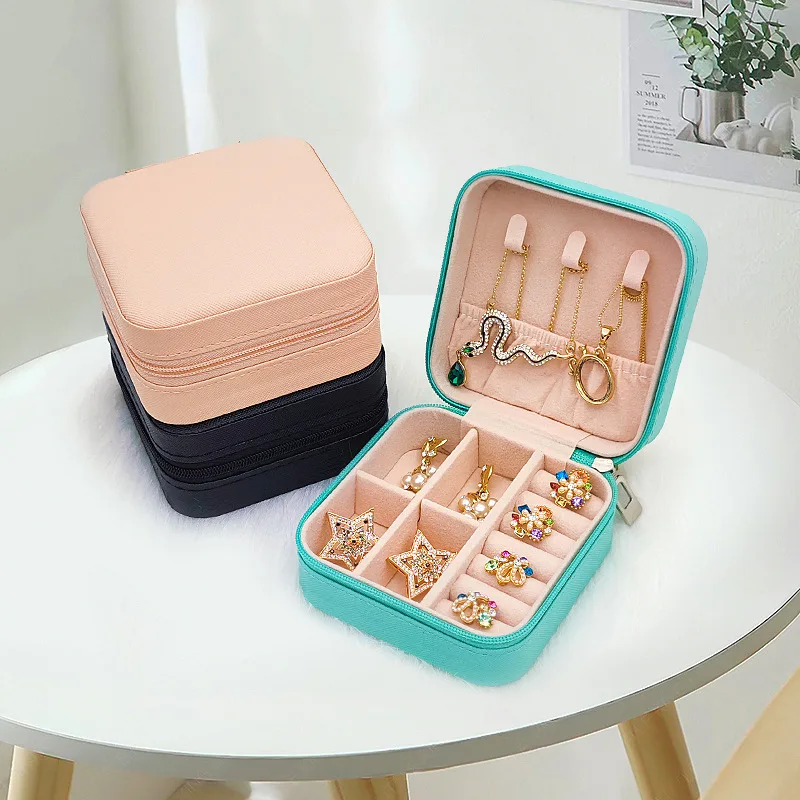 Jewelry Box Portatil Jewelry Door Compact Travel Case Case Box Necklace Chain Earring Jewelry Jewelry