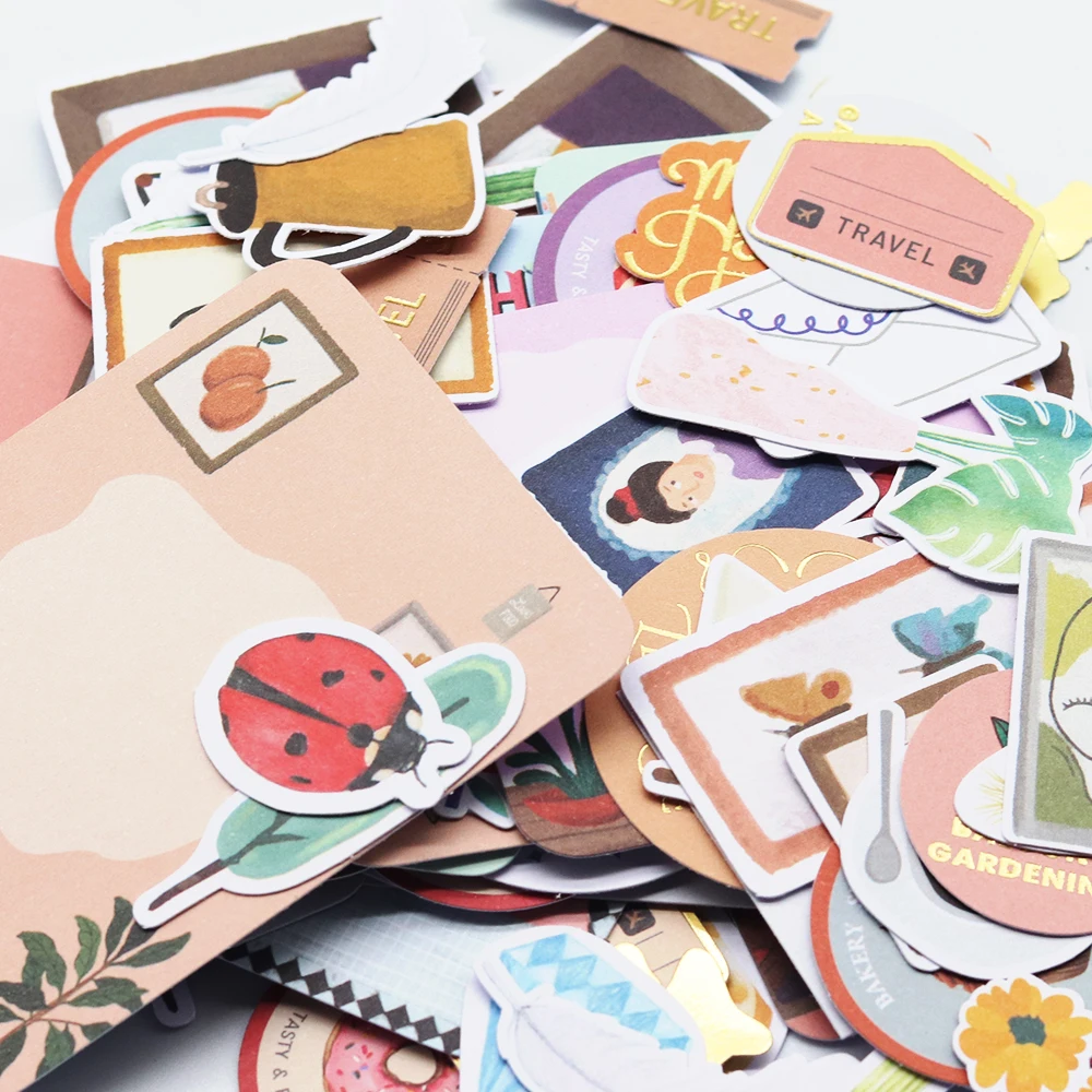 Creative Path 170pcs Chill Day Dessert Scrapbooking Diecuts Ephemera Paper Die Cuts Shapes For Planner Journaling DIY Crafting