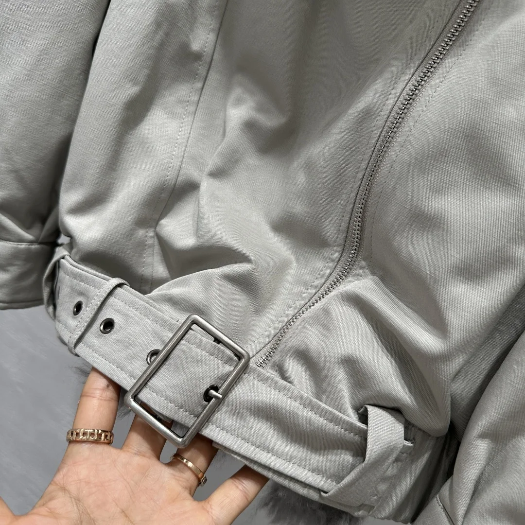 Winter Women 90% While Goose Down Coat Solid Zipper Thick Warm Chic High Quality Casual Turn-down Collar Patchwork Lambhair