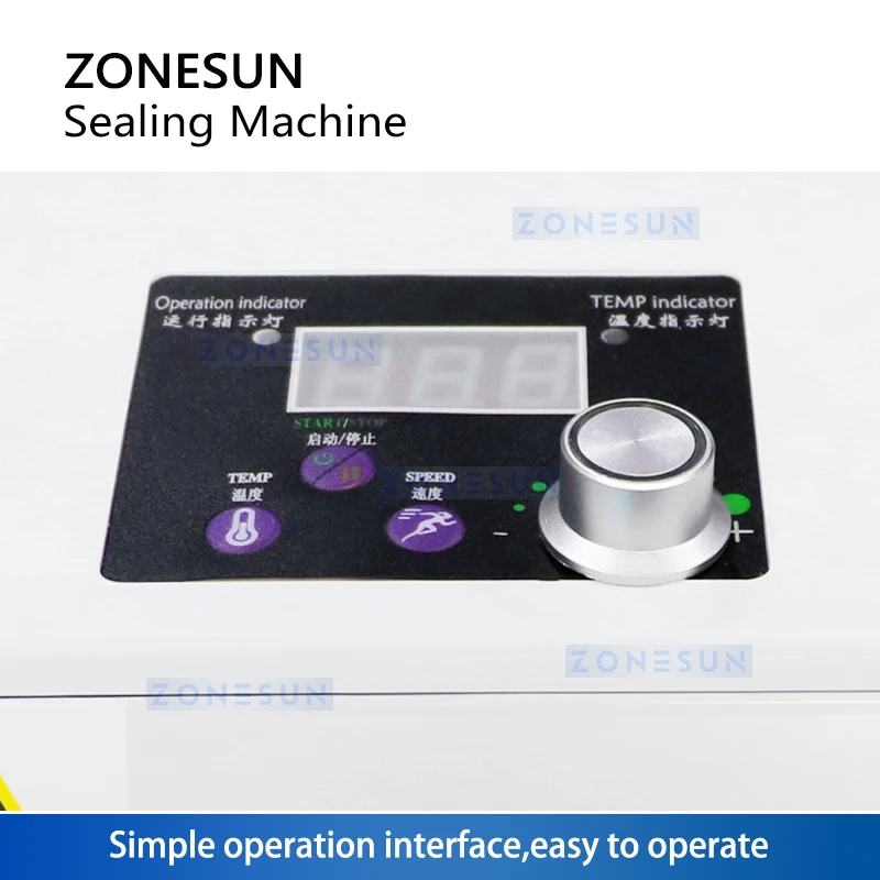 ZONESUN Continuous Band Sealer Bag Sealing Machine Aluminum Foil Plastic Film PE Coated Paper Food Packaging ZS-GLF100