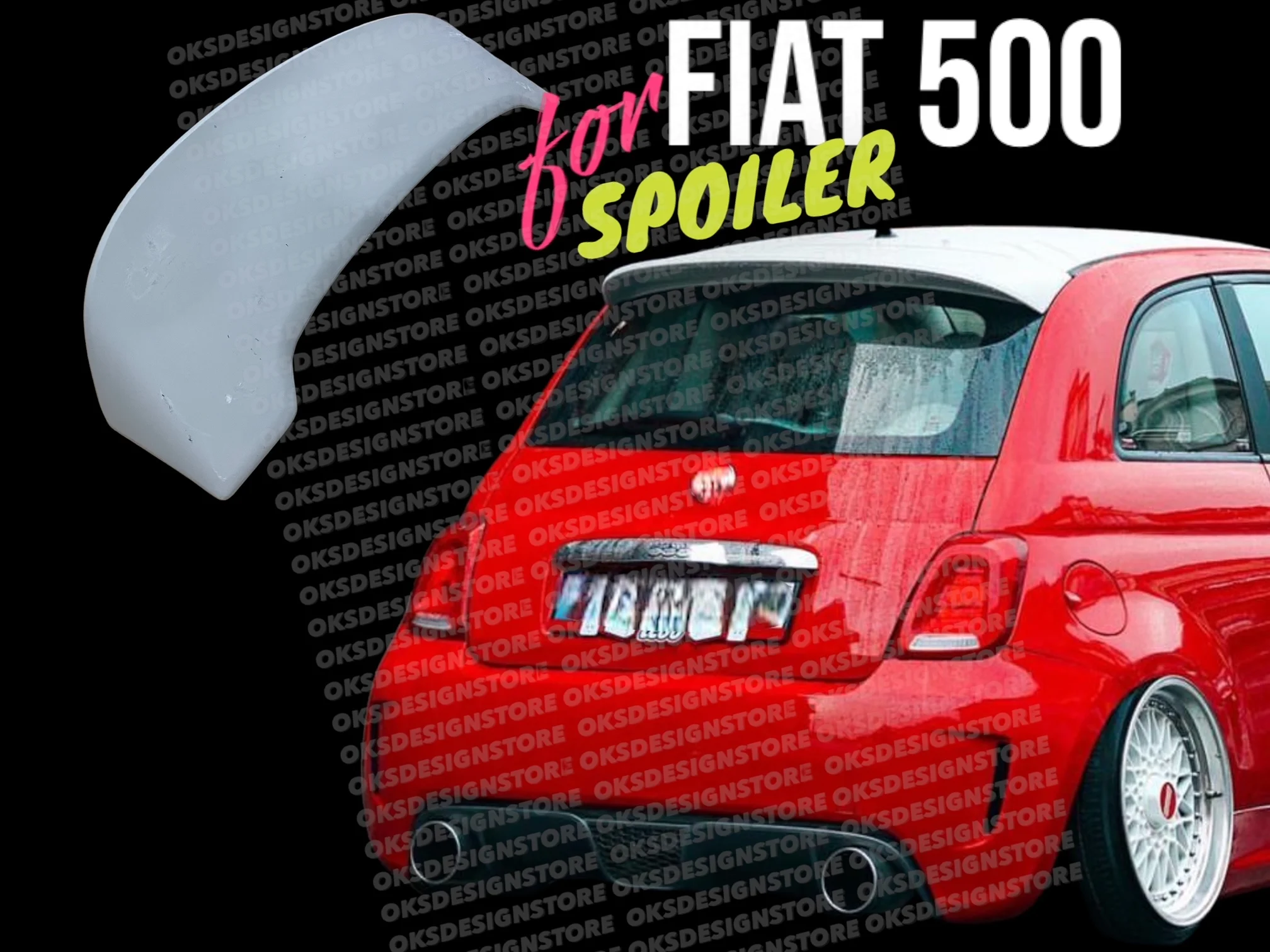 2007-2016 Fiat 500 Abarth Rear Roof Spoiler Window Top Spoiler High Quality FRP