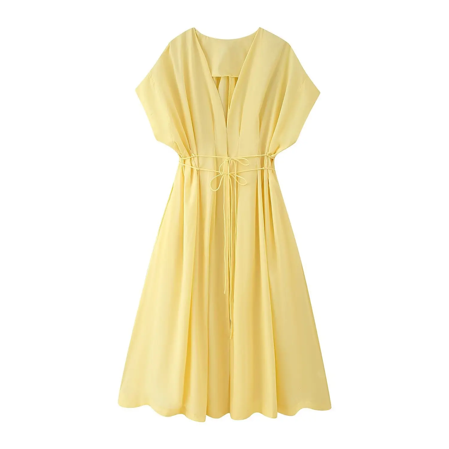 

Винтажное женское платье без рукавов, однобортное, с поясом, драпировкой и v-образным вырезом, шикарное коричневое модное платье на осень-зиму 2025