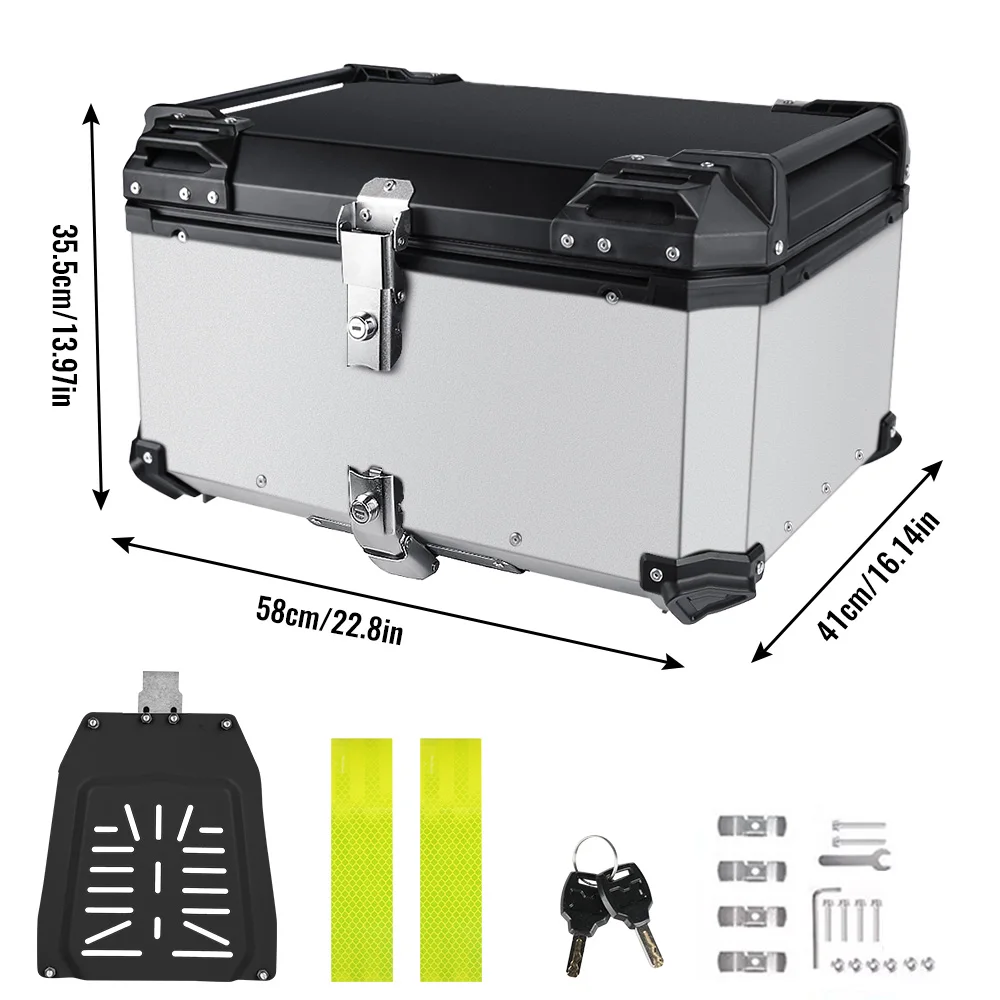 65L Motorfiets Topkoffer Aluminium Legering Universele Motorfiets Koffer Helmbox Waterdichte Motor Achterkoffer Bagage Opbergkoffers