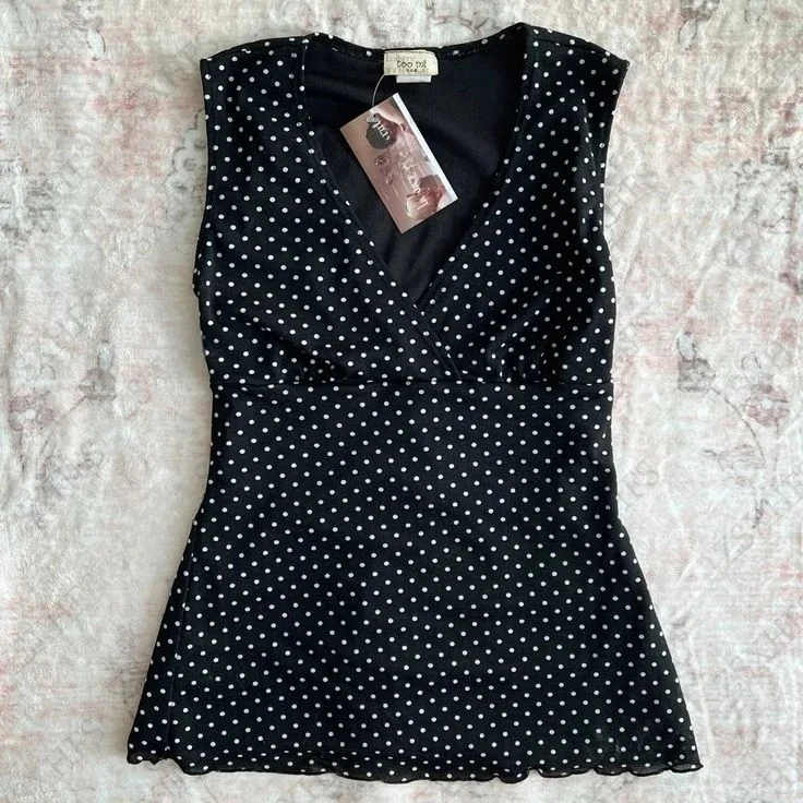 Estetyczne krótkie bluzki Y2k Odzież damska Polka Dot Vintage 90s Punk Slim Camis Harajuku Sleeveless Femme Streetwear Gothic Tank Top — zdjęcie 2
