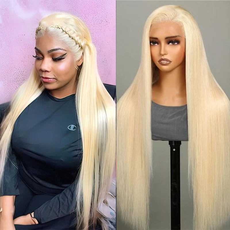 

613 hd lace frontal wig 13x6 blonde Straight human hair wigs for women 30 40 inch choice Pre plucked Cheap on sale clearance