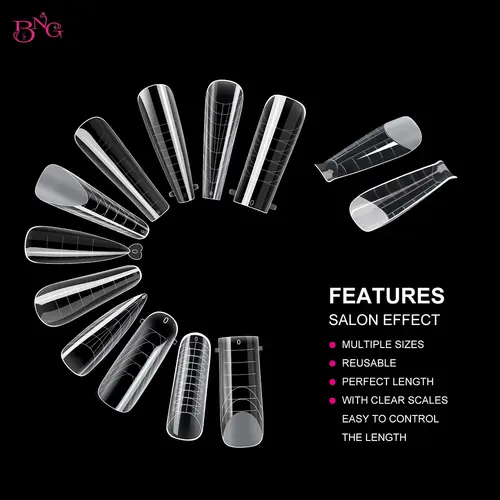 BNG 98/145Pcs Dual Form Nail Mold Set Full Cover Nail Extension Tip Acrylic Top Forms Quick Building Molds for Poly Nail Gel - Image 3