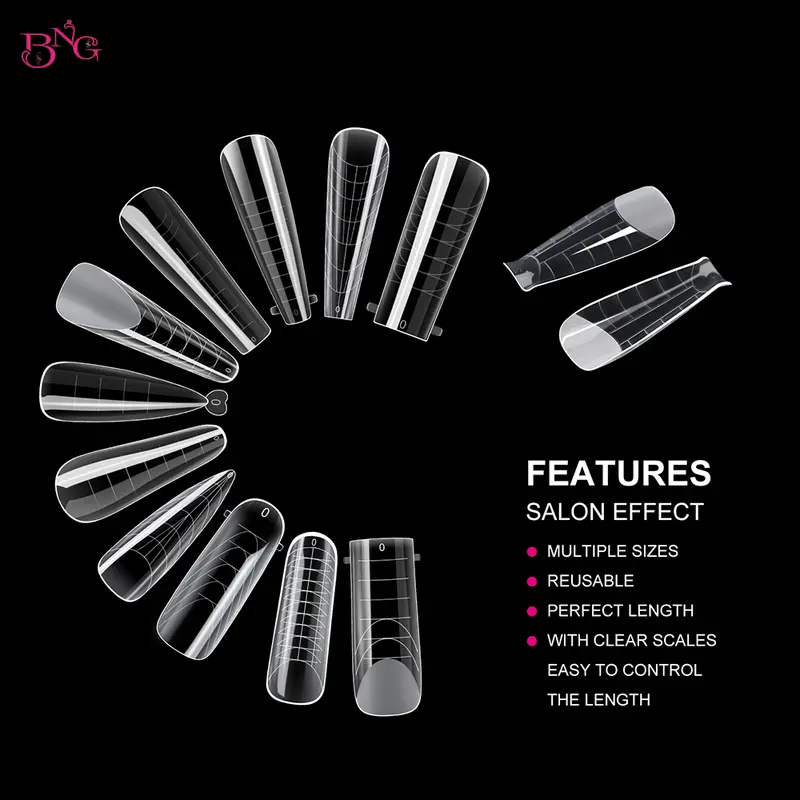 BNG 98/145Pcs Dual Form Nail Mold Set Full Cover Nail Extension Tip Acrylic Top Forms Quick Building Molds for Poly Nail Gel - Image 3