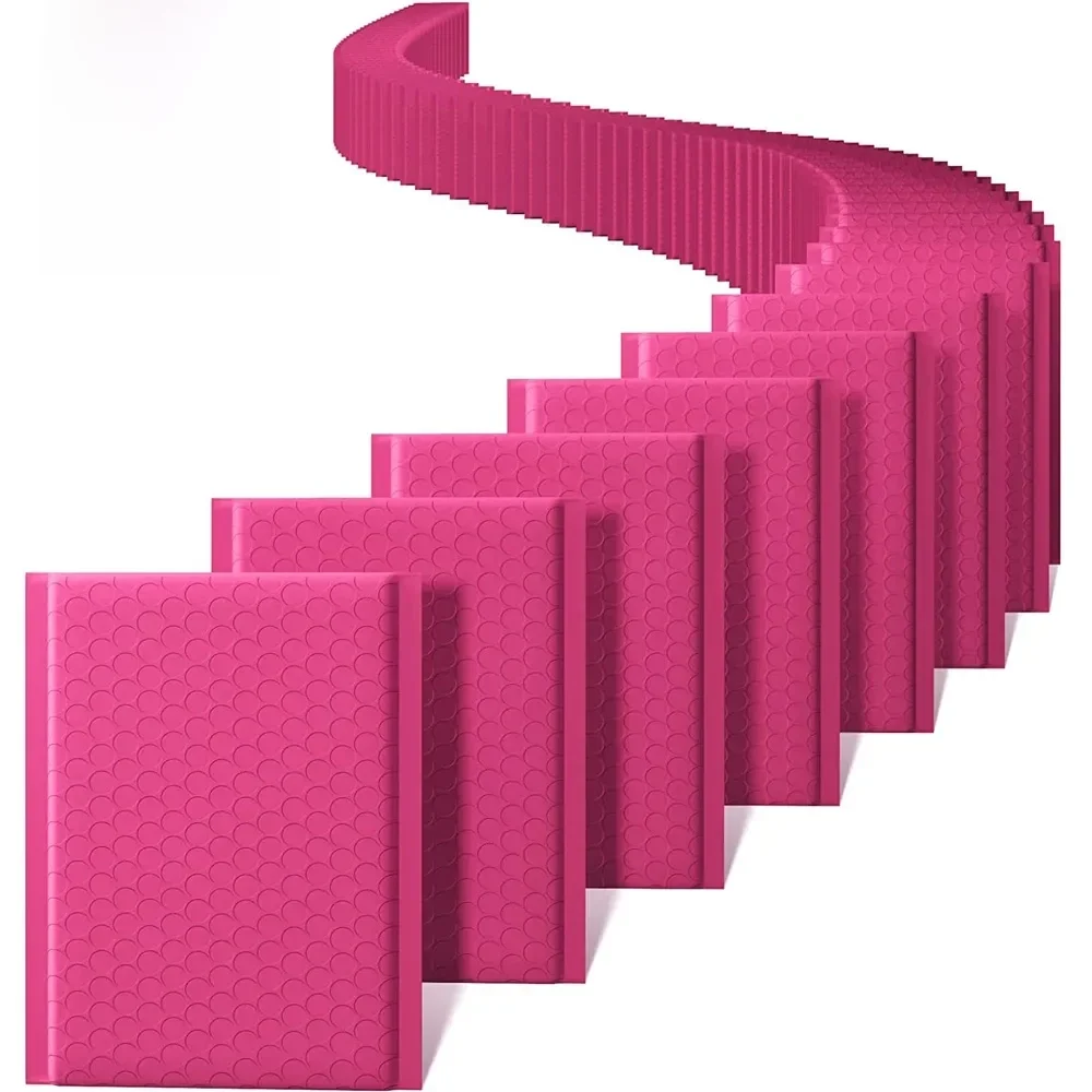 Nouveau 100 pièces enveloppes d'expédition rembourrées à bulles roses Mailer Poly pour l'emballage sac d'expédition auto-scellant rembourrage à bulles