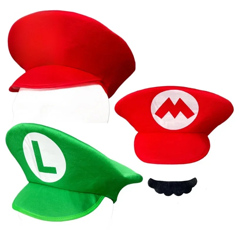 Chapeaux de Cosplay Super Luigi Bors pour Adultes, Casquette Rouge et Verte, Accessoires de ixd'Halloween, Décor de Mascarade de Noël