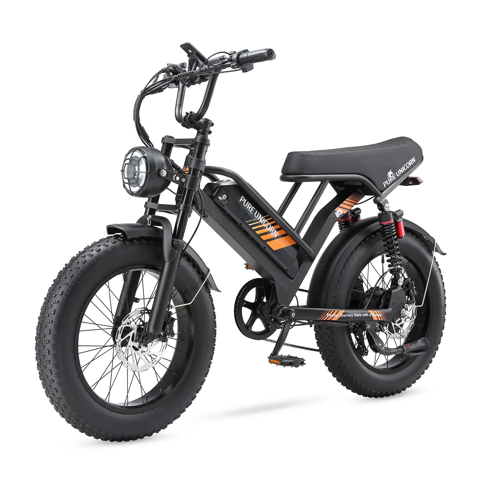 

PURE UNICORN U5 1500W 20-Inch Fat Tire Adult Electric Bike (E-bike) — Max Speed ​​45 km/h, Featuring a Removable 48V 19.2Ah Battery and Mountain-Grade Hydraulic Brakes: An Affordable, Motorcycle-Class Electric Vehicle
