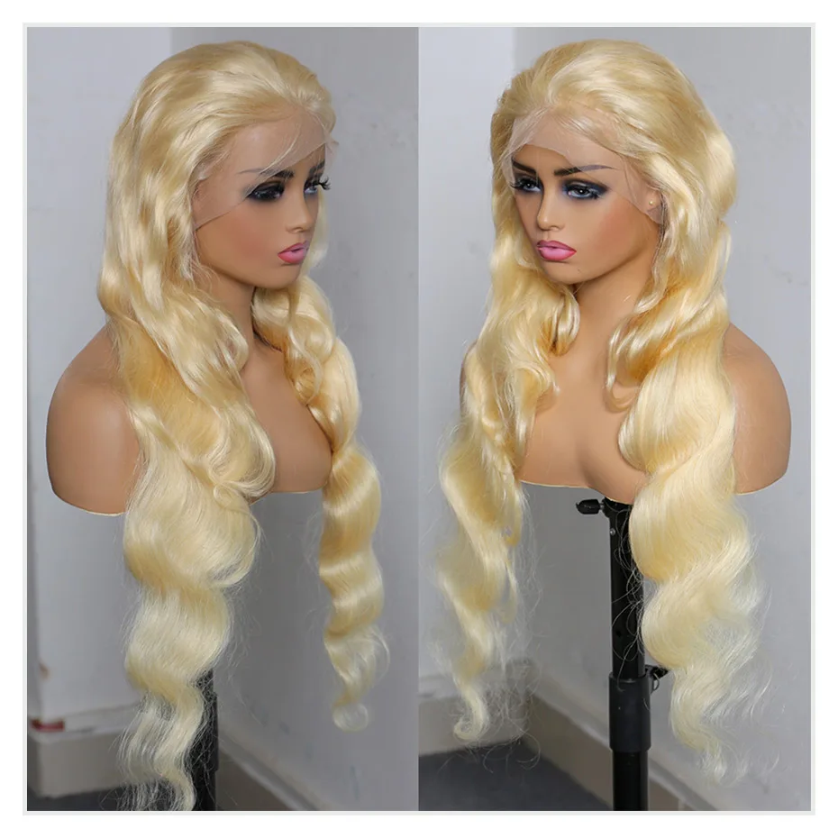 200 Density Body Wave 613 13x6 Lace Frontal 100% Human Hair Wig 40 Inch Preplucked Blonde Cheap Wigs for Women on Clearance Sale