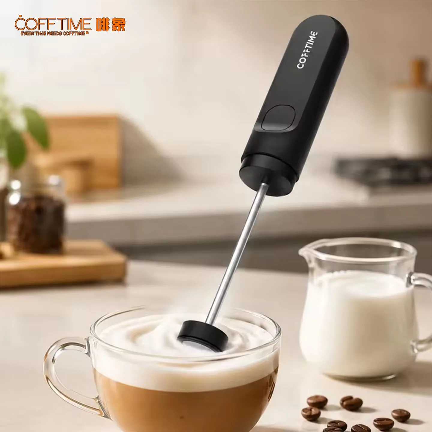 Electric Coffee Milk Frother Easily Whips Milk Foam,Electric Milk Frothing Stick, Kitchen Barista Mixer Handheld Egg Beater Tool