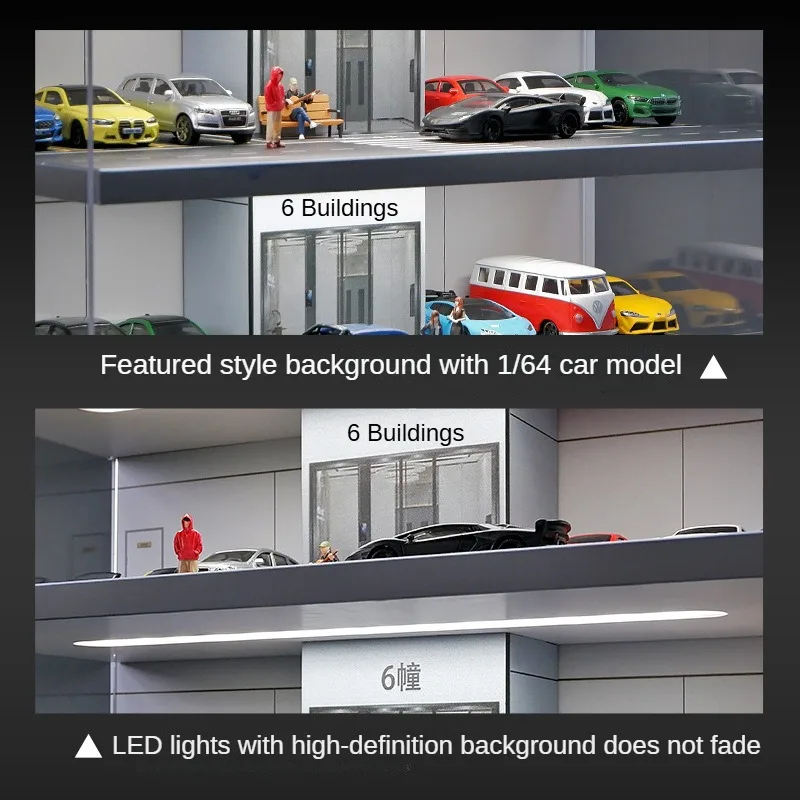1:64スケールミニチュアカーディスプレイスタンド風景ジオラマ駐車場