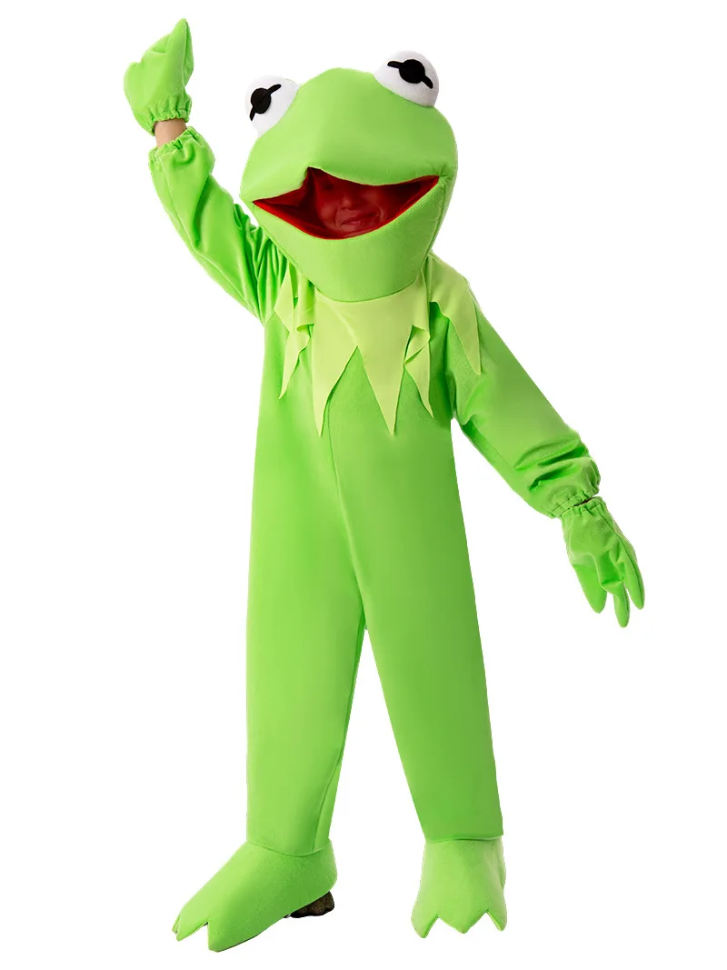 Muppets Kermit Costume Green Animal The Frog Child Costume Kids Fancy Dress Kermit Puppet Jumpsuit Set for Kids