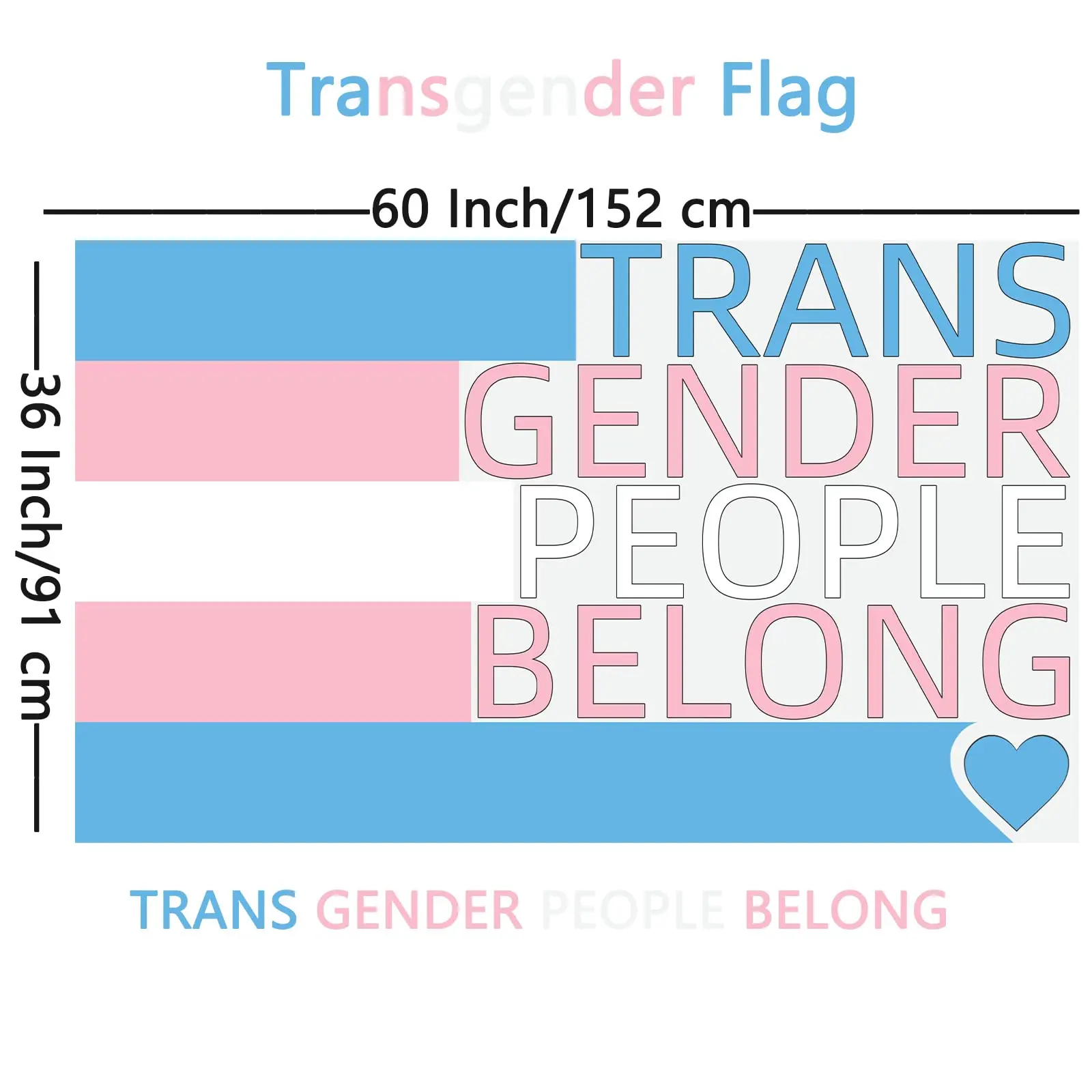 Flagicts 100% Polyester LGBTQIA+ Transgender Flag