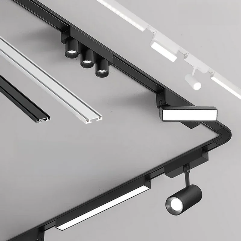 6Mm Ultra Slanke Magnetische Spoor Licht Oppervlak Gemonteerd Plafondrail Dc 48V Moderne Led Lamp Zwart Wit Magneet Rail Lamp Schijnwerper - afbeelding 2
