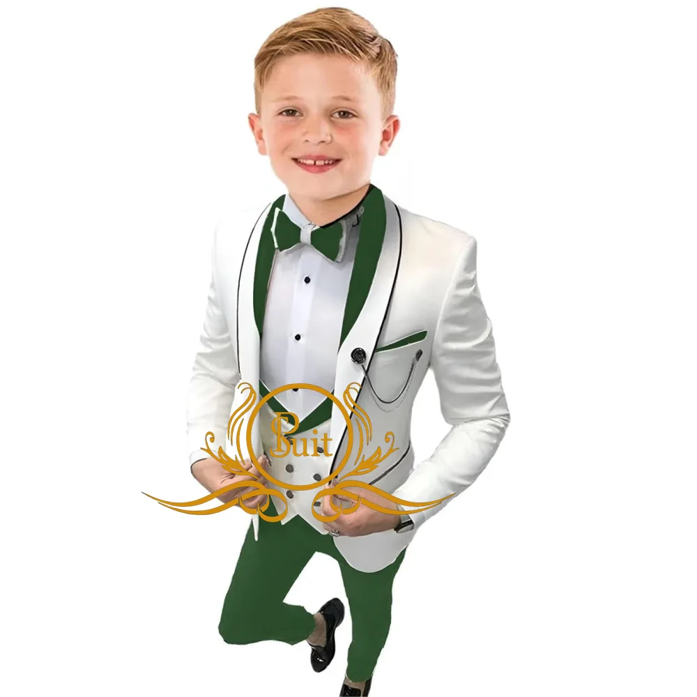 3 Piece Boy Suit Stylish Jacket Vest Pants Set Hot Sale Wedding Party Flower Boy Kids Outfit