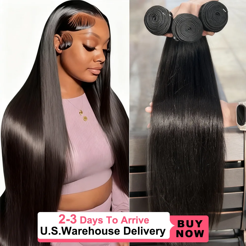 

Наборы прямых человеческих волос 16A, 30-34 дюйма, натуральные необработанные бразильские черные волосы, 100% натуральные человеческие волосы для наращивания