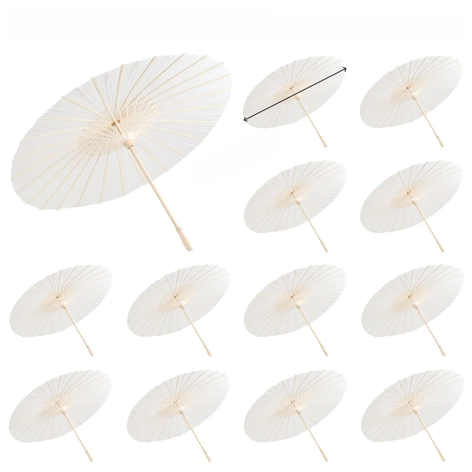 5/12/16PCS Papieren Parasol Bruiloft Papieren Paraplu Party Favor 60/80cm Witte Paraplu's voor Bruids Douche Centerpieces Foto Props - afbeelding 2