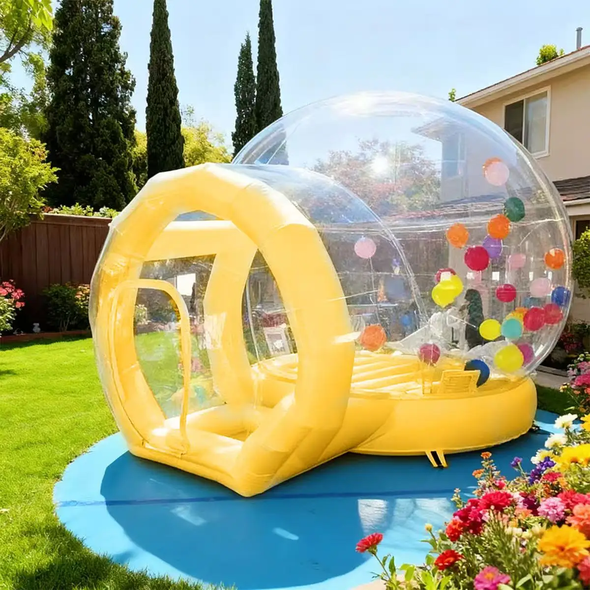 

3 meter diameter transparent inflatable PVC bubble house with inflatable base, family wedding party, children's entertainment
