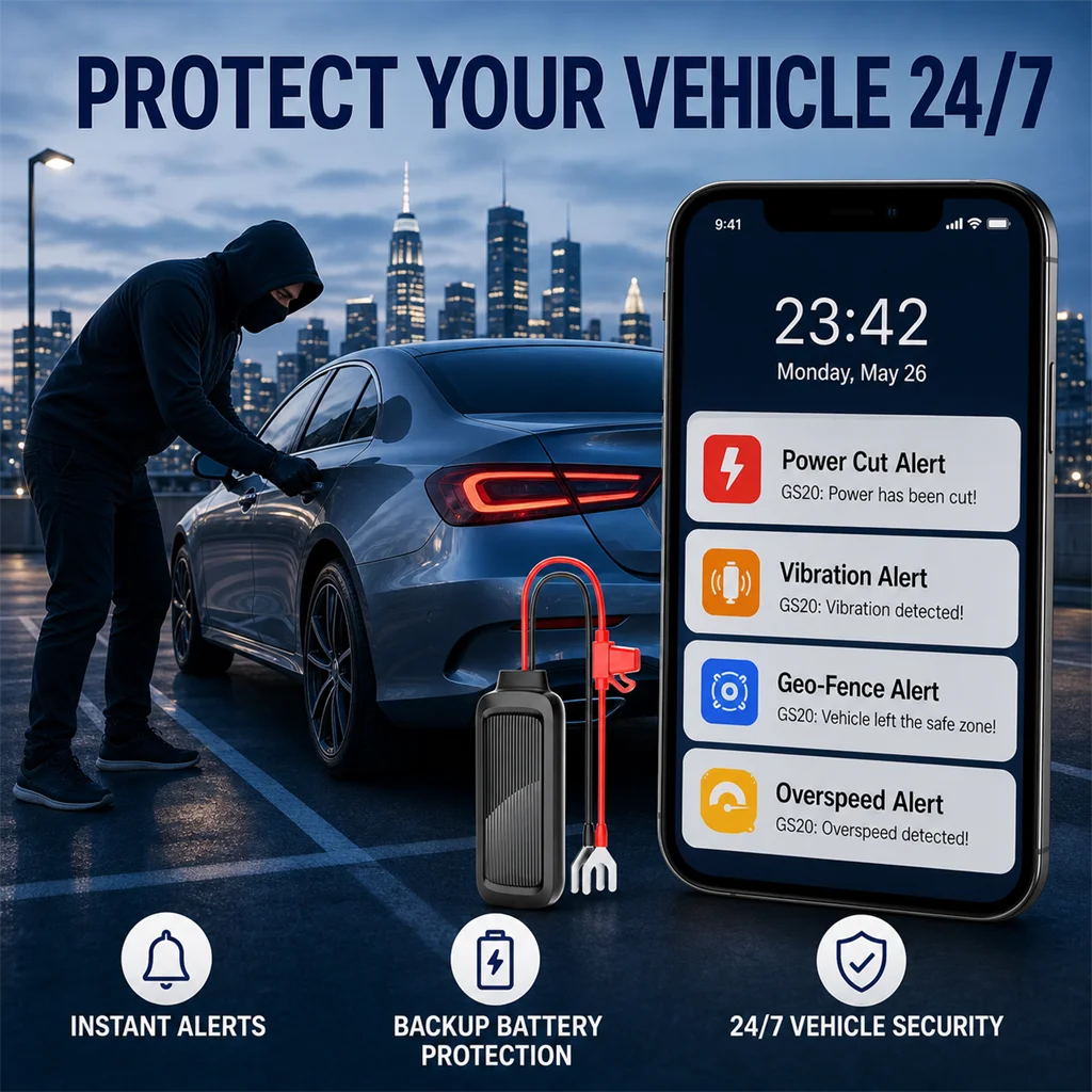 GS20 4G Hardwired GPS Tracker for Trailer Car Truck RV Motorcycle Boat, No Frequent Charging, Geo-Fence & Power Cut Alerts, 9-90V - view 6
