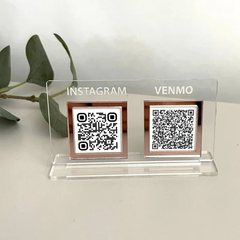 

Table Top Logo Sign with QR Codes, QR Code Display Sign, Business Card Holder, Business Sign, Custom Logo Sign, QR Code Sign, En