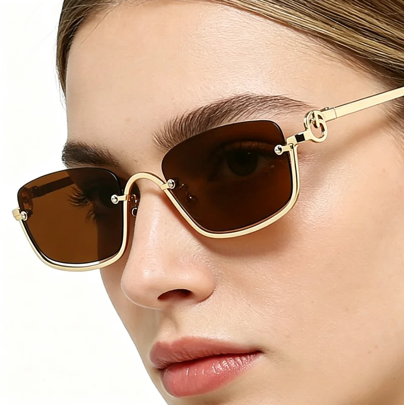 Men'S Fashion Rimless Glasses - 무테 선글라스 UV400 패션 사각 메탈