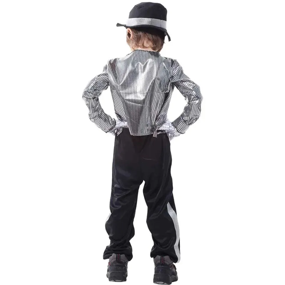 Boy Michael Jackson Billie Jean Costume Christmas Hip Hop Suit Dance Star Halloween Fancy Dress Up 80s Pop King Costume