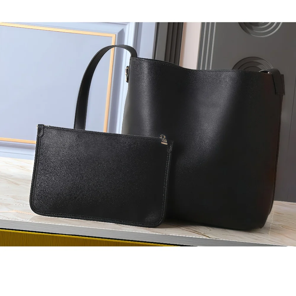 2025 Novo estilo bolsa com carteira bolsa de ombro extra grande capacidade couro de grão liso camurça removível 30 x 33 x 15,5 cm