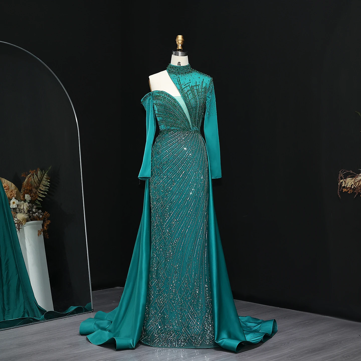 one piece evening dress One-piece Type Velvet Tea Length Wedding Guest Dress Asymmetrical