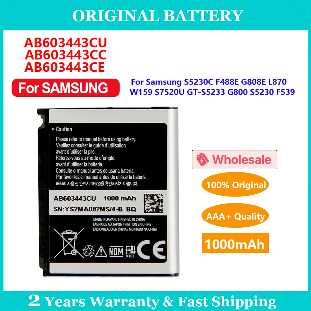 New AB603443CU AB603443CC AB603443CE Battery For Samsung S5230C F488E G808E L870 W159 S7520U GT-S5233 G800 S5230 F539 Battery