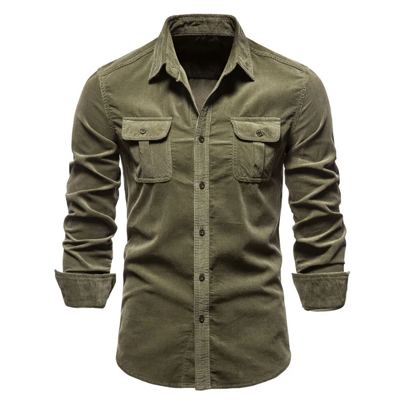 

DUYIT Corduroy Single Breasted Pocket Men's Shirt Spring/Autumn New Casual Versatile Slim Long Sleeve Shirt Jacket