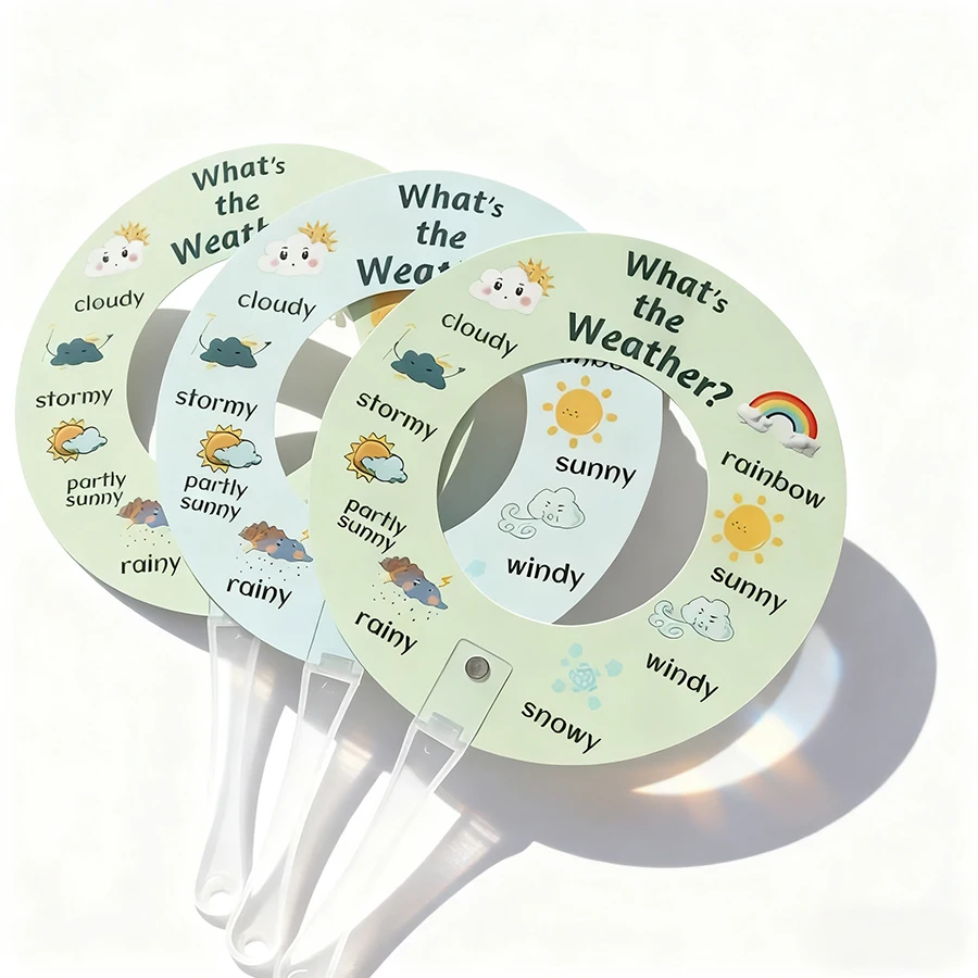 Weather Recognition Handheld Cards, Double-Sided English Vocabulary Flashcards, Hollow Q&A Matching Game Props, Learning Tools