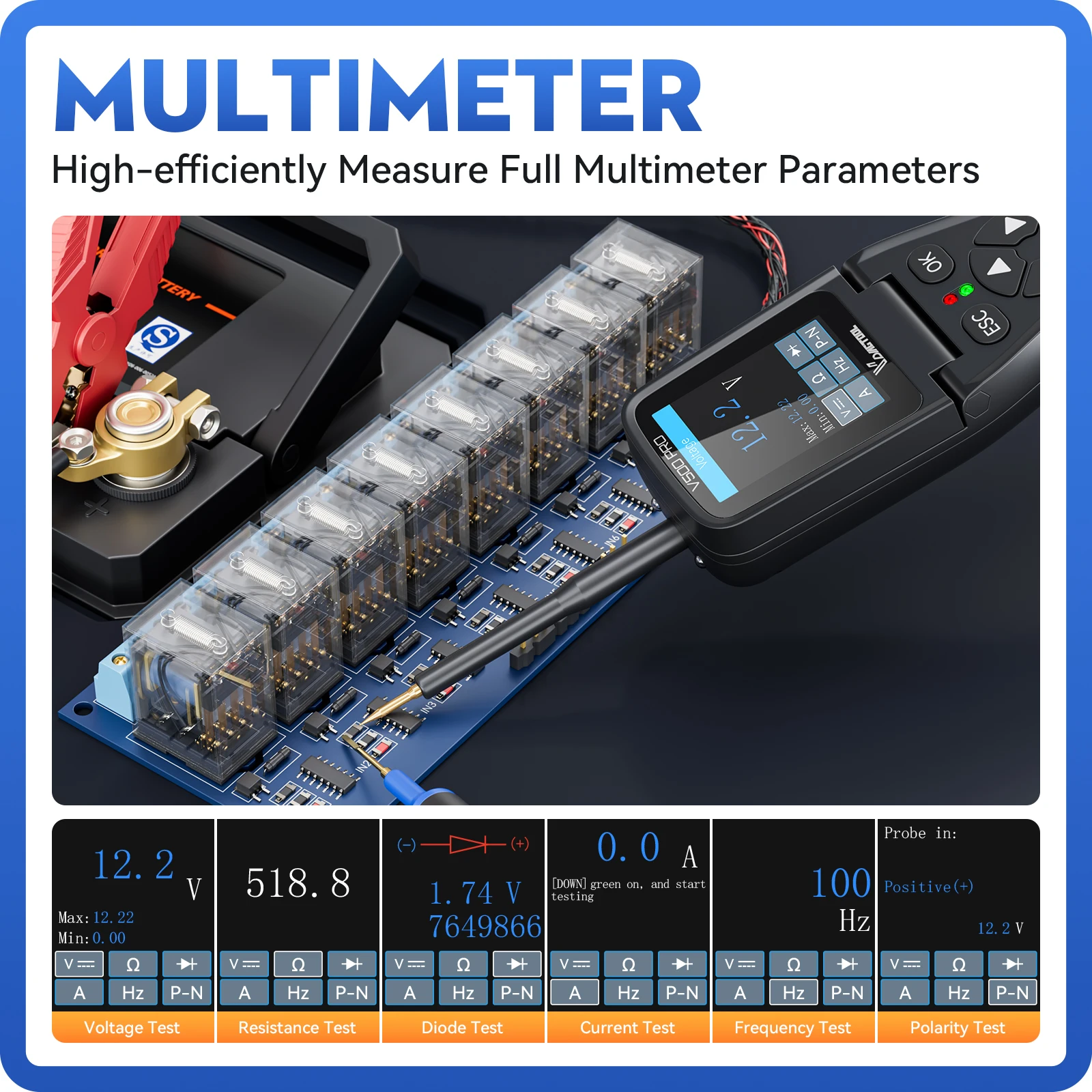 Tester obwodów samochodowych VDIAGTOOL V500PRO 12V/24V, sonda do testowania obwodów zasilania, lokalizator wyłączników, wykrywacz uszkodzeń obwodu. — zdjęcie 5