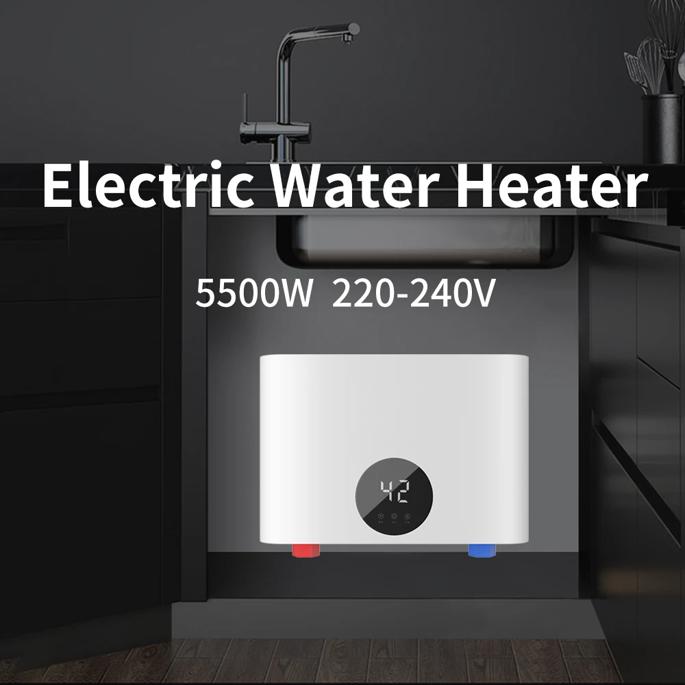 220V Electric Tankless Instant Water Heater Wall Mounted LED Display 5500W Geyser chauffe eau Under Sink Bathroom Kitchen Shower