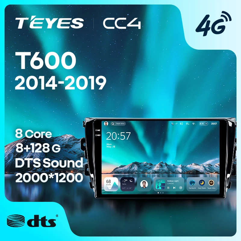 TEYES CC4 For 2014 - 2019 Zotye T600 Autoradio Car Multimedia Player Touch Screen Auto audio CarPlay Camera