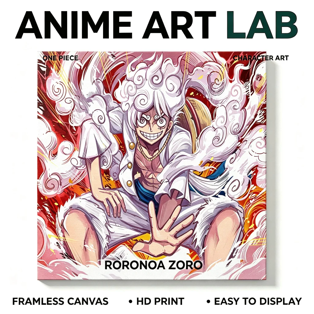One Piece Luffy Gear 5 Nika Canvas Wall Art, Anime Character Canvas Poster Painting, Wall Hanging Artwork, Ideal Gift for One Piece Manga Fans
