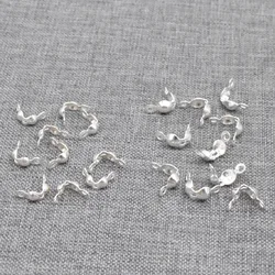 15pcs of 925 Sterling Silver Fold Over Clamshell End Tip Crimp Cover Beads Jewelry Findings