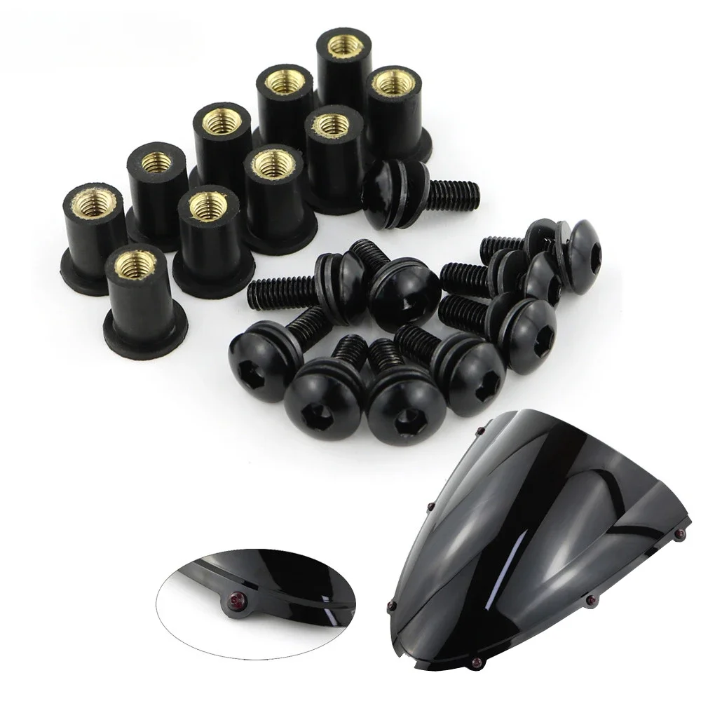 MeaccelerRubber Well Kg Pare-brise Carénage Capot Anodisé Aluminium Moto Vis Boulons, Kit Moto M5, 15mm, 10Pcs