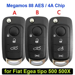 CN017011 4A Chip Folding Flip Remote Car Key For Fiat Egea Tipo 500X Spare Key With Megamos 88 AES 433MHz SIP22 Uncut Blade