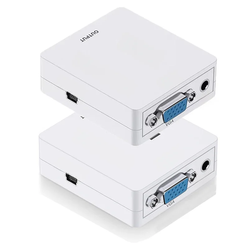 Adaptateur VGA vers HDMI, Convertisseur HDMI vers VGA avec Wild Audio, Compatible pour Ordinateur Portable, Xbox360, DVD, PS3, PC, HD 1080P