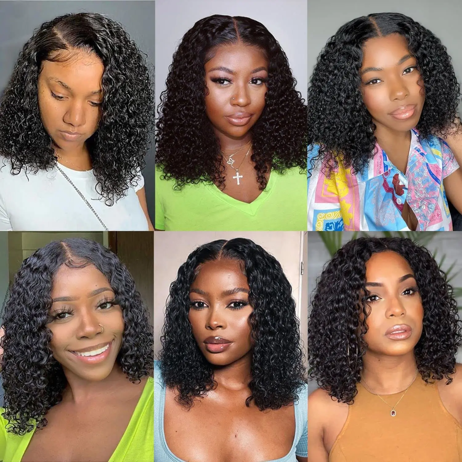 Perruque Bob Lace Front Wig naturelle bouclée, cheveux courts, 13x4, 13x6, pre-plucked, sans colle