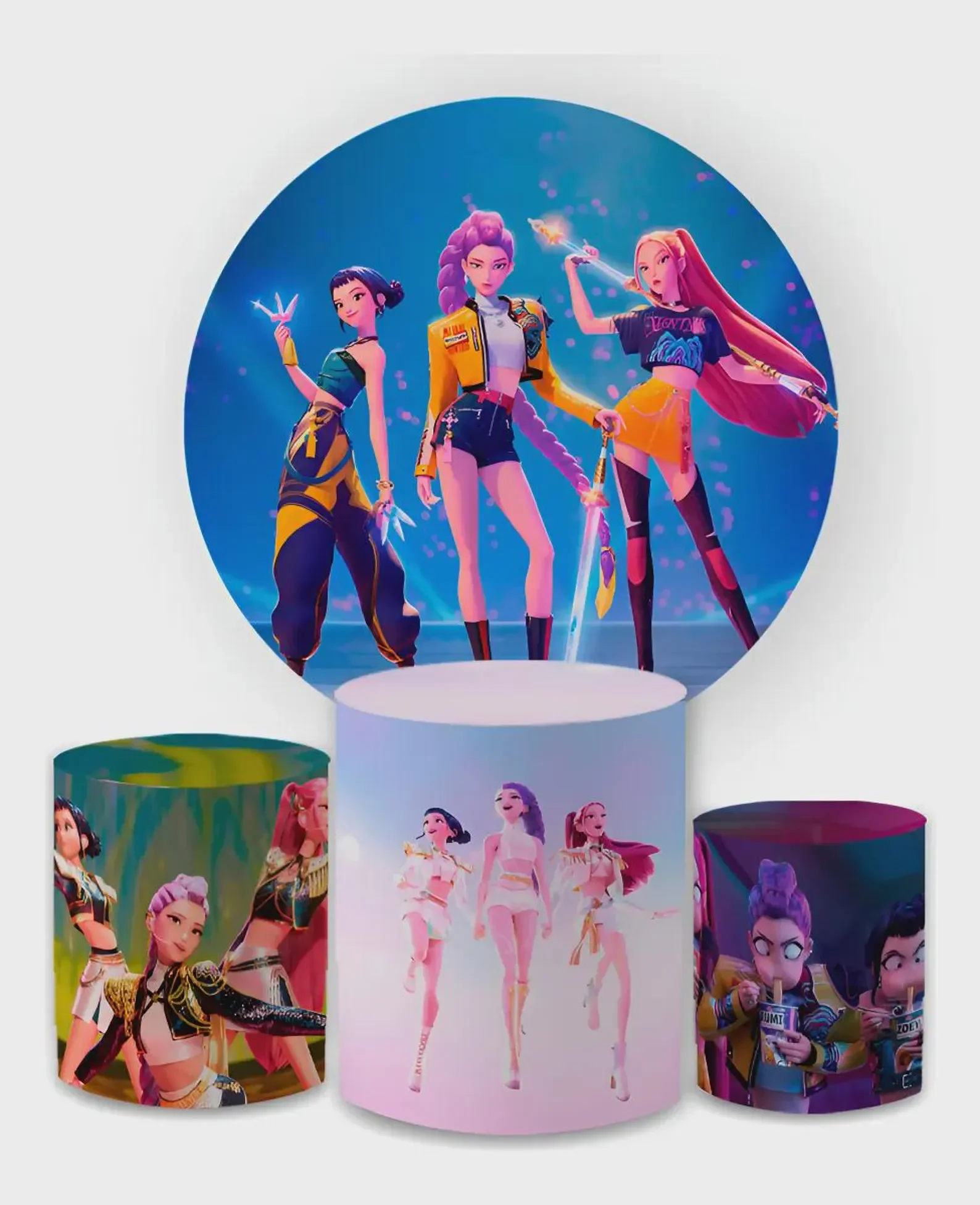 kpop demons Backdrop Anime Round and cylinders covers  Party Cartoon Decoration Baby Shower Photo Photography B