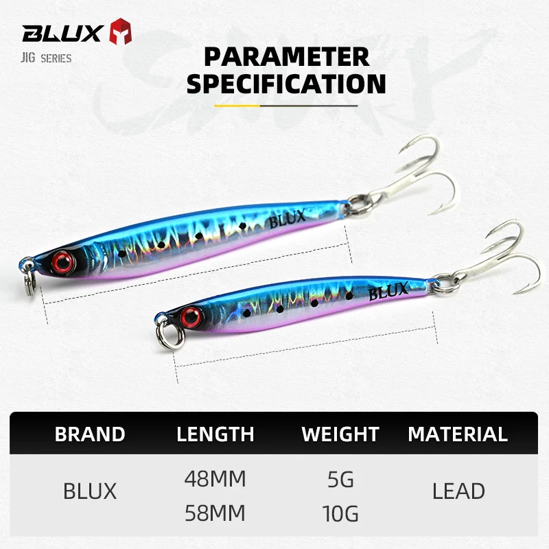 BLUX Mini SAURY 5g 10g  Jigging Spoon Long Cast Metal Jig Micro Lead Bait Saltwater Fishing Lure Artificial Tackle Mackerel Bass