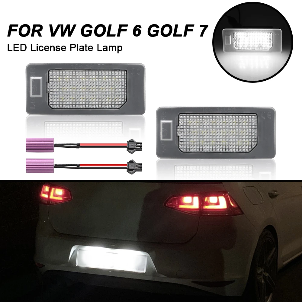 

2PCS For Golf 6 MK6 Golf 7 MK7 Number Plate Light Polo Caddy Jetta MK6 Passat B6 Touran Tiguan No Error LED License Plate Lamp