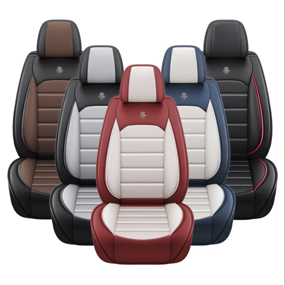 5D PU Car Seat Cover Leather Front Seat Cover Split Rear Bench Cover Cushion Car Seat Protector For Cars Easy To Install