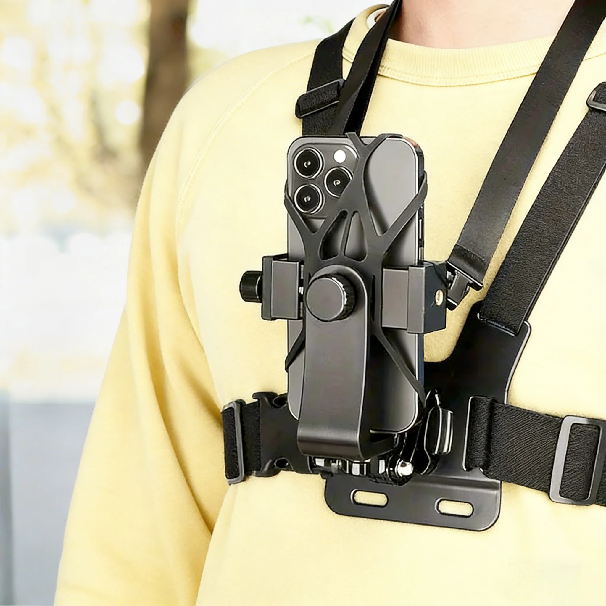 Adjustable Headband and Chest Band Shooting Stand for Mobile Phones and Action Cameras Compatible with Gopro Dji and More