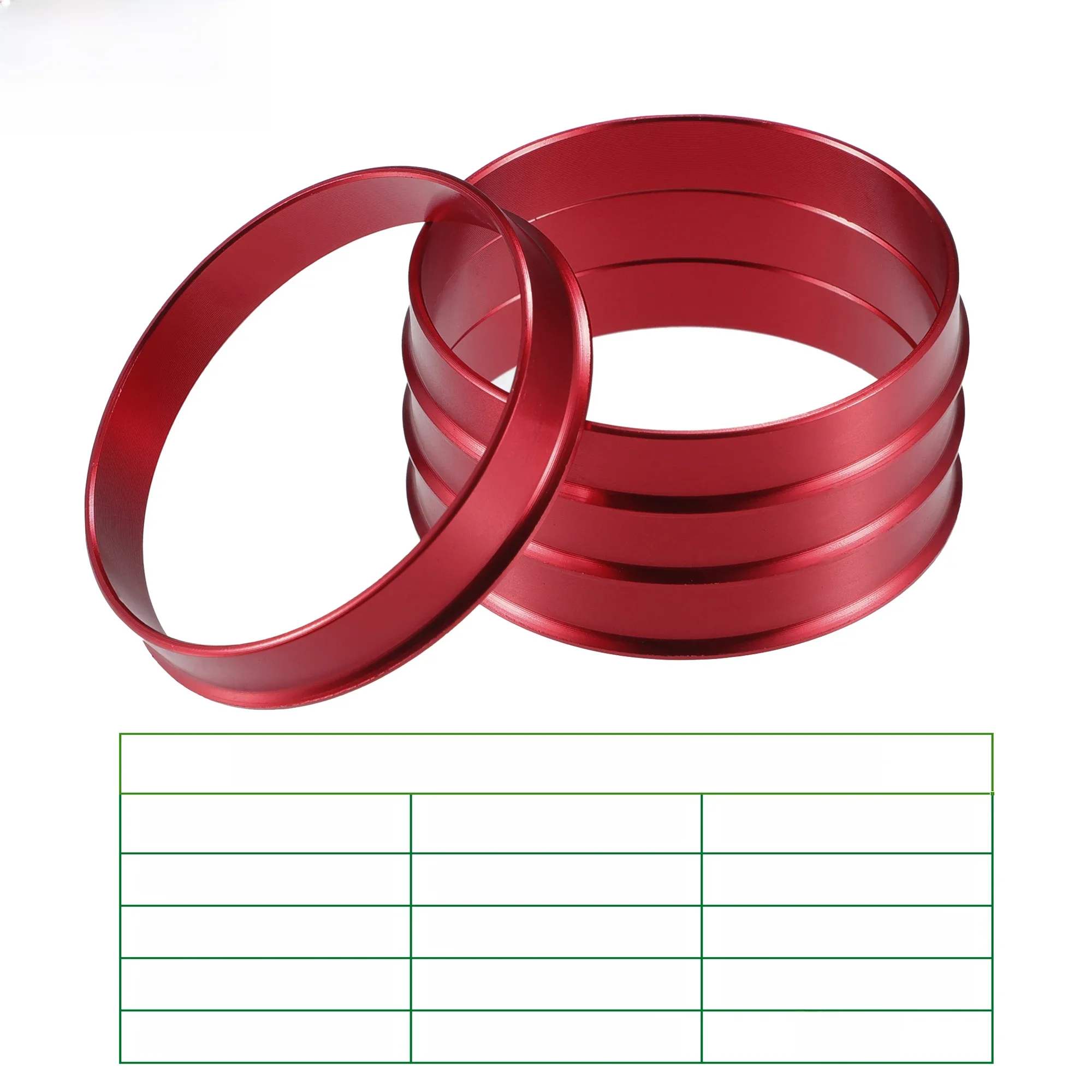 UXCELL 4 pièces Anneaux de centrage de roue pour pneus de voiture, diamètre extérieur 56,1 mm 60,1 mm 66,6 mm 70,1 mm vers diamètre intérieur 54,1 mm 63,4 mm, rouge